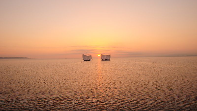 霞ヶ浦観光帆引き船_3_夕方の風景_3