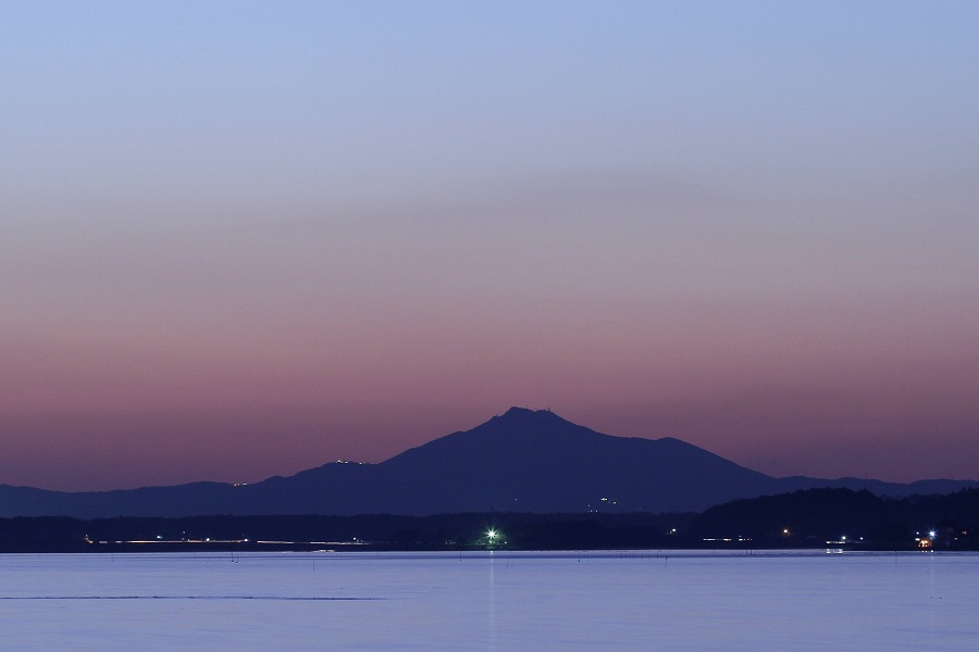 黄昏時の筑波山